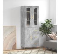 vidaXL Buffet haut Gris béton 69,5x34x180 cm Bois d'ingénierie3198653 Gris G