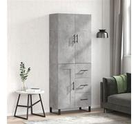 Vidaxl Buffet Haut Gris Béton 69,5x34x180 Cm Bois D'ingénierie Gris