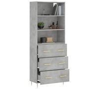 Vidaxl Buffet Haut Gris Béton 69,5x34x180 Cm Bois D'ingénierie Gris