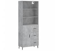 Vidaxl Buffet Haut Gris Béton 69,5x34x180 Cm Bois D'ingénierie Gris