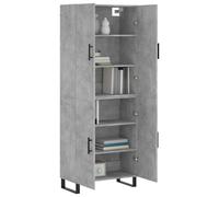Buffet haut Gris béton 69,5x34x180 cm Bois d'ingénierie, buffet, armoire latérale, armoire de rangement, armoire, buffets, armoire haute