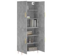 Vidaxl Buffet Haut Gris Béton 69,5x34x180 Cm Bois D'ingénierie Gris