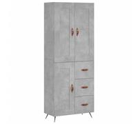 Vidaxl Buffet Haut Gris Béton 69,5x34x180 Cm Bois D'ingénierie Gris