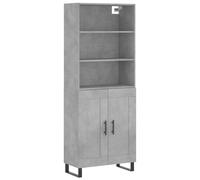 Vidaxl Buffet Haut Gris Béton 69,5x34x180 Cm Bois D'ingénierie Gris