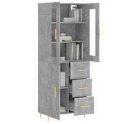 Vidaxl Buffet Haut Gris Béton 69,5x34x180 Cm Bois D'ingénierie Gris