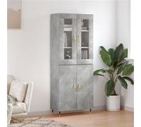 vidaXL Buffet Haut Gris béton 69,5x34x180 cm Bois d'ingénierie