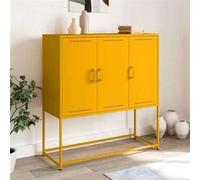 vidaXL Buffet haut 846539 – jaune moutarde, acier 100,5×39×107 cm