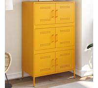 Vidaxl Buffet Haut Jaune Moutarde 68x39x113 Cm Acier Jaune