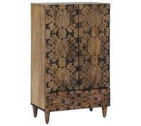 vidaXL Buffet Haut Marron 60 x 33,5 x 100 cm Bois de Mangue Massif, Meuble de Rangement Moderne, Buffet Contemporain, Cabinet élégant et Durable pour Votre Salon
