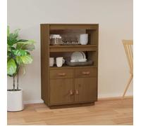 vidaXL Buffet haut 820160 Marron miel en bois massif de pin 67x40x108,5 cm