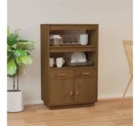 Vidaxl Buffet Haut Marron Miel 67x40x108,5 Cm Bois Massif De Pin Multicolore