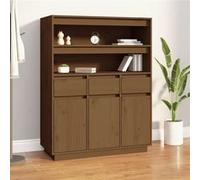 Vidaxl Buffet Haut Marron Miel 89x40x116,5 Cm Bois Massif De Pin Multicolore