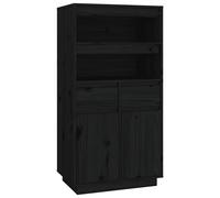 Buffet haut Noir 60x40x116,5 cm Bois massif de pin814538