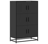 Vidaxl Buffet Haut Noir 68x35x106,5 Cm Bois D'ingénierie Et Métal Multicolore