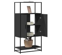 vidaXL Buffet haut noir 68x35x139 cm bois d'ingénierie et métal, armoire latérale, armoire de rangement haute, vitrine 849039