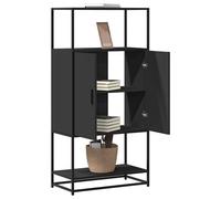 Vidaxl Buffet Haut Noir 68x35x139 Cm Bois D'ingénierie Et Métal Multicolore