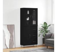 Vidaxl Buffet Haut Noir 69,5x34x180 Cm Bois D'ingénierie Multicolore