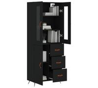 Vidaxl Buffet Haut Noir 69,5x34x180 Cm Bois D'ingénierie Multicolore