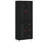 Vidaxl Buffet Haut Noir 69,5x34x180 Cm Bois D'ingénierie Multicolore