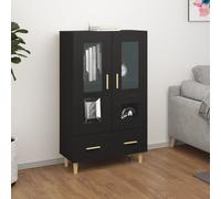 vidaXL Buffet Haut Noir 70x31x115 cm Bois d'ingénierie, Armoire, Armoire de Rangement, Buffet Haut, Armoire latérale, Armoire Haute, Armoire Console