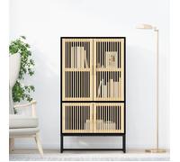 vidaXL Buffet haut noir 70x35x125 cm bois d'ingénierie, buffet, meuble de rangement, placard, armoire, meuble de salon, 352140