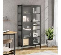vidaXL Buffet Haut Noir 85x40x180 cm Verre et Acier
