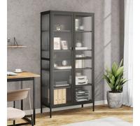 vidaXL Buffet haut noir 85x40x180 cm verre et acier 353004