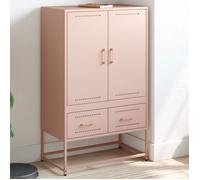 vidaXL Buffet haut 846609 – Armoire avec tiroirs et placard, acier 68×39×111,5 cm rose