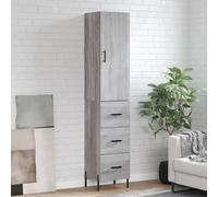 Vidaxl Buffet Haut Sonoma Gris 34,5x34x180 Cm Bois D'ingénierie Gris
