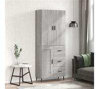 Buffet haut Sonoma gris 69,5x34x180 cm Bois d'ingénierie, buffet, armoire latérale, armoire de rangement, armoire, buffets, armoire haute