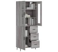 Buffet Haut, Armoire de Rangement avec Pieds, Meuble de Rangement, Organisateur Salon Salle de Séjour, Moderne, Sonoma Gris Bois d'Ingénierie