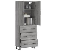 vidaXL Buffet haut Sonoma gris 69,5x34x180 cm Bois d'ingénierie, buffet, armoire latérale, armoire de rangement, armoire, buffets, armoire haute Gris