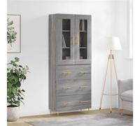 Vidaxl Buffet Haut Sonoma Gris 69,5x34x180 Cm Bois D'ingénierie Gris