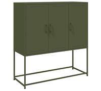 vidaXL Buffet Haut Vert Olive 100,5x39x107 cm Acier, Buffet, Placard, Armoire latérale, Armoire, Armoire de Rangement, Armoire Haute, Meuble de Salon