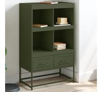 Vidaxl Buffet Haut Vert Olive 68x39 X111,5 Cm Acier Multicolore