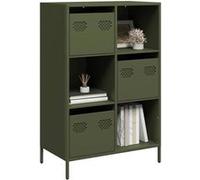 vidaXL Buffet haut vert olive 68x39x103,5 cm acier, armoire à livres, armoire à livres moderne, étagère à livres, étagère et 851410 Vert G