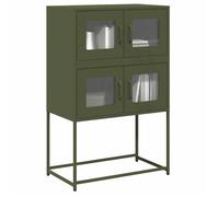 vidaXL Buffet haut armoire de rangement acier 68x39x107/123 cm vert olive/anthracite