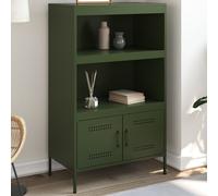 vidaXL Buffet Haut Vert Olive 68x39x113 cm Acier, Buffet, Placard, Armoire latérale, Armoire, Armoire de Rangement, Armoire Haute, Meuble de Salon