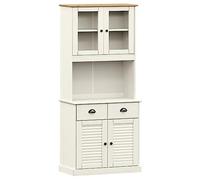 vidaXL Buffet haut Vigo, Bois massif de pin, Blanc, 78x40x175 cm