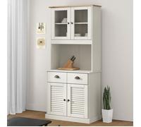 Vidaxl Buffet Haut Vigo Blanc 78x40x175 Cm Bois Massif De Pin Blanc