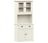 vidaXL Buffet Haut Vigo Blanc 78x40x175 cm Bois Massif de pin, Armoire, Armoire de Rangement, Buffet Haut, Armoire latérale, Armoire Haute