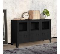vidaXL Buffet industriel Noir 105x35x62 cm Métal et verre 339608