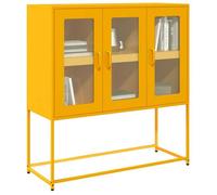 vidaXL Buffet Jaune Moutarde 100,5x39x107 cm Acier laminé à Froid, Meuble de Rangement, Meuble de Rangement de Cuisine, Meuble de Rangement de Salon