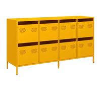 vidaXL Buffet Jaune Moutarde 135x39x73,5 cm Acier laminé à Froid, Meuble de Rangement, Meuble de Rangement de Cuisine, Meuble de Rangement de Salon