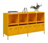 vidaXL Buffet jaune moutarde 135x39x73,5 cm acier laminé à froid, meuble de rangement, meuble de rangement de cuisine, 3307164