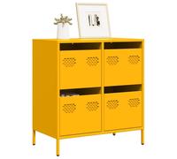 vidaXL Buffet Jaune Moutarde 68x39x73,5 cm Acier laminé à Froid, Meuble de Rangement, Meuble de Rangement de Cuisine, Meuble de Rangement de Salon