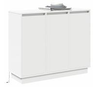 vidaXL Buffet LED avec étagère 90 x 32 x 75 cm Blanc, Bois d'ingénierie, rangement ample