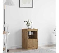 vidaXL Buffet LED Chêne artisanal 41 x 37 x 67 cm Bois d'ingénierie, étagère en verre