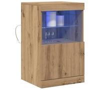 vidaXL Buffet LED Chêne artisanal 41 x 37 x 67 cm Bois d'ingénierie, étagère en verre