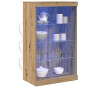 vidaXL Buffet LED Chêne Artisanal 60,5 x 37 x 100 cm Bois d'ingénierie, Salle à Manger, Buffet rectangulaire, Meuble de Rangement Moderne, vitrine LED, Solution pour la Maison Adaptable
